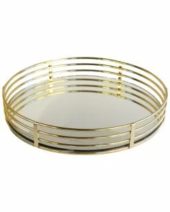 Jay Imports Jay Import 15in Circle Gold Mirror Tray Home Serveware