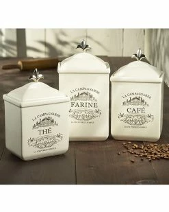 Jay Imports Set Of 3 Canisters Home Kitchen & Pantry Storage