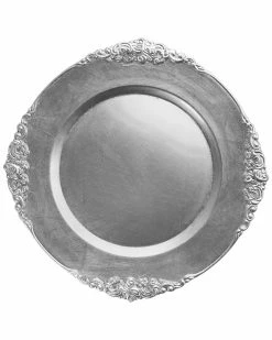 Jay Imports Silver Set Of 4 13in Leaf Chargers Home Dinnerware