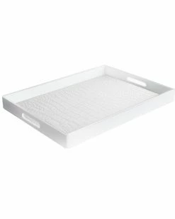 Jay Imports Jay Import 19in White Leather Tray Home Serveware