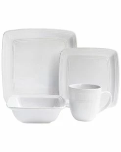 Jay Imports Madelyn White Square 16pc Dinnerware Set Home