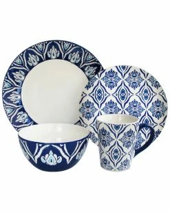 Jay Imports American Atelier Pirouette Blue/White 16pc Dinnerware Set Home