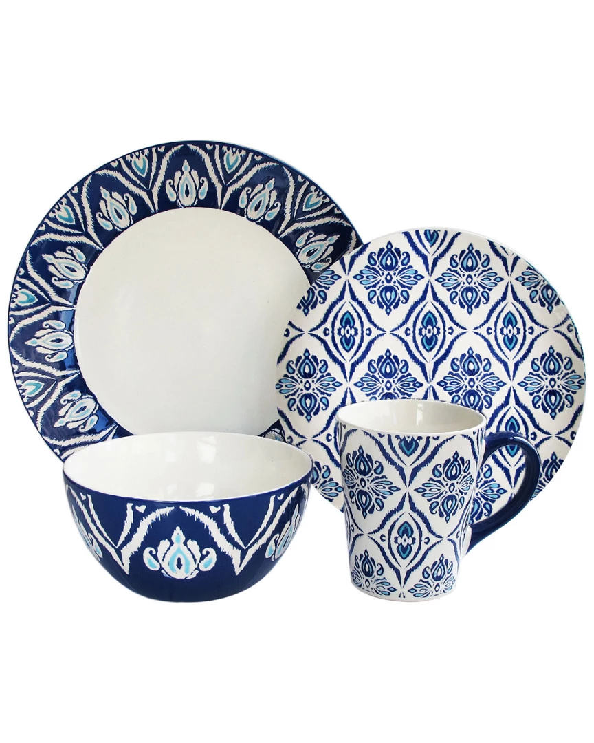 Jay Imports American Atelier Pirouette Blue/White 16pc Dinnerware Set Home