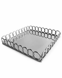 Jay Imports Looped Square Silver 15in Tray Home Decorative Items & Frames