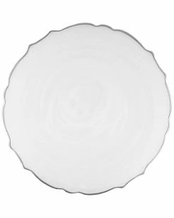 ChargeIt! By Jay Imports Alabaster Scallop White W/Silver Rim Home Dinnerware