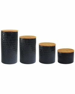 Jay Imports Jay Import Diamond Embossed Navy 4pc Canister Set Home Kitchen & Pantry Storage