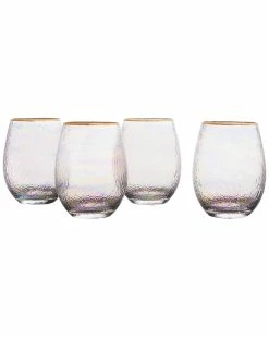Jay Imports Jay Import Celine Gold Set Of 4 Stemless Goblets Home Drinkware