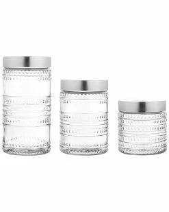 Jay Imports Jay Import Beaded Round 3pc Canister Set Home Kitchen & Pantry Storage