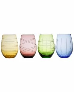 Jay Imports Jay Import Medallion Colors Set Of 4 Stemless Glasses Home Drinkware
