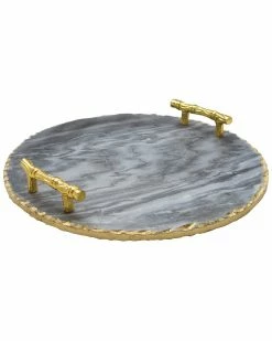 Jay Imports Marble Tray With Handles Home Serveware