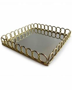 Jay Imports Looped Square Gold 15in Tray Home Decorative Items & Frames