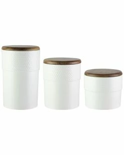 Jay Imports Jay Import White 3pc Canister Set Home Kitchen & Pantry Storage