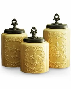 Jay Imports American Atelier Cream Antique 3pc Canister Set Home Decorative Items & Frames