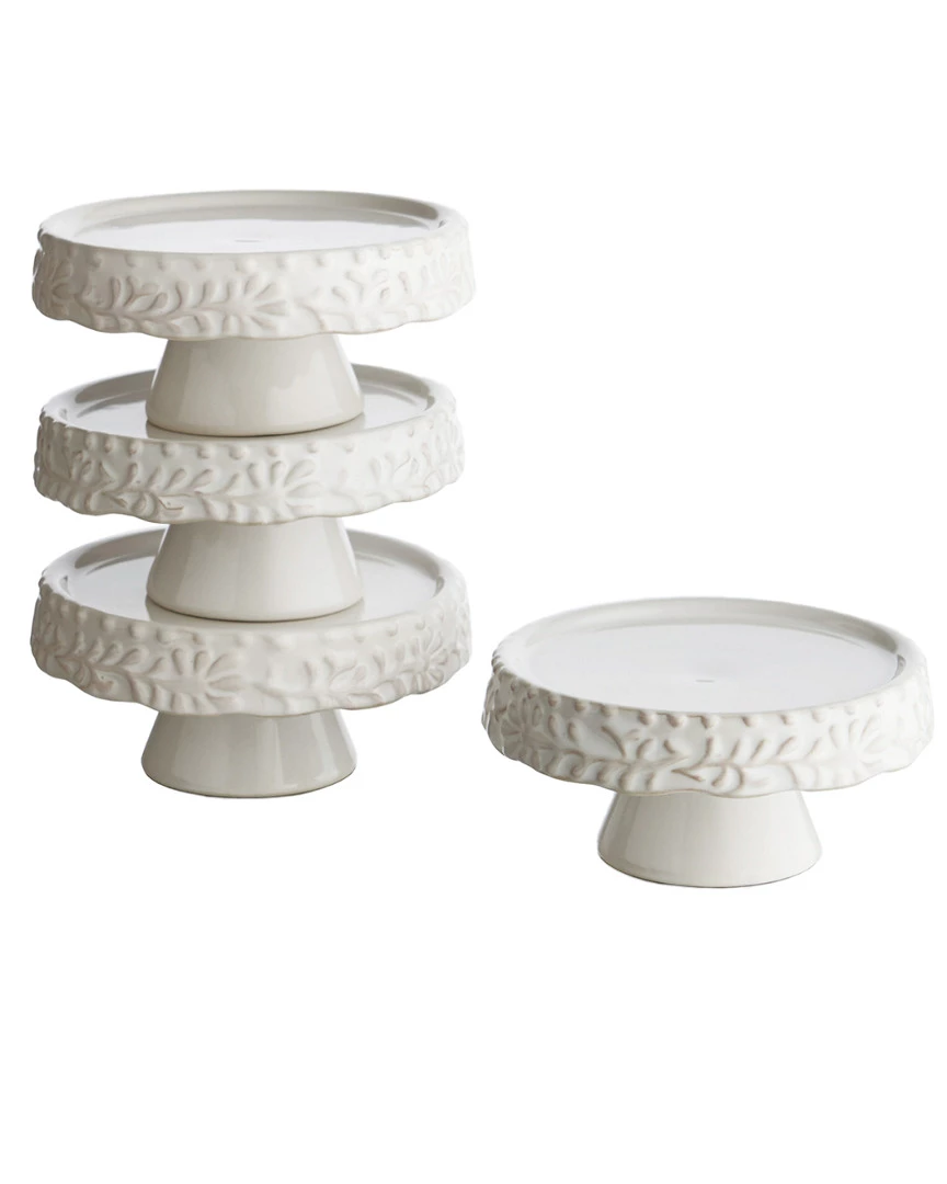 Jay Imports Jay Import Bianca Leaf Set Of 4 Cup Cake Pedestal Plates Home Dinnerware